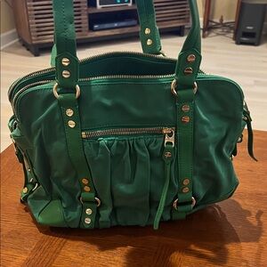 MZ Wallace Green Shoulder Bag with Gold Accents